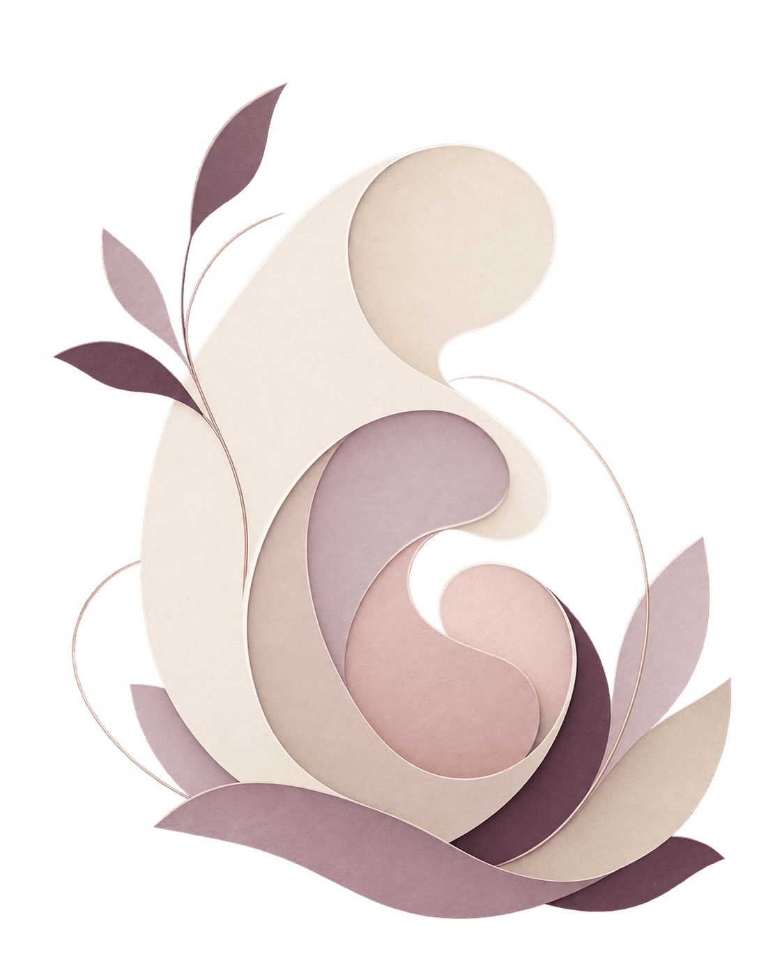 Abstract layered paper forms gently nested together, suggesting connection and growth
